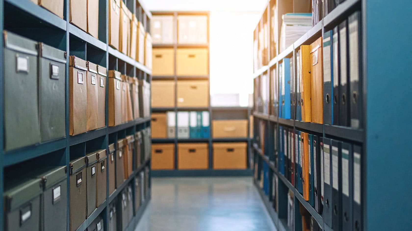 Organised document archive shelves for small business storage solutions in Edinburgh